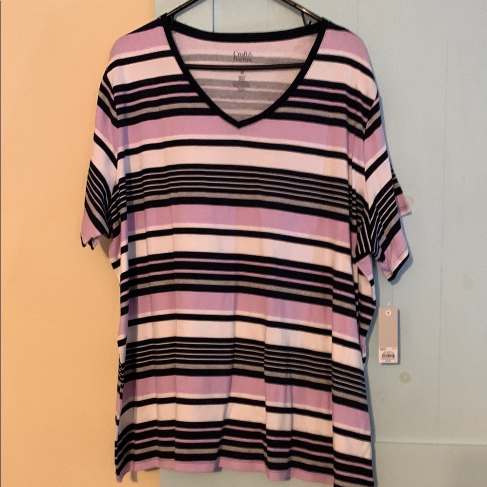 Cato Black and White Boxy Short Sleeve Tee